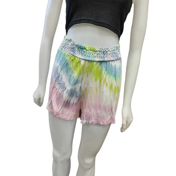 ASOS Tie Dye Smocked Waist High Rise  Shorts Size 6 - Picture 1 of 8
